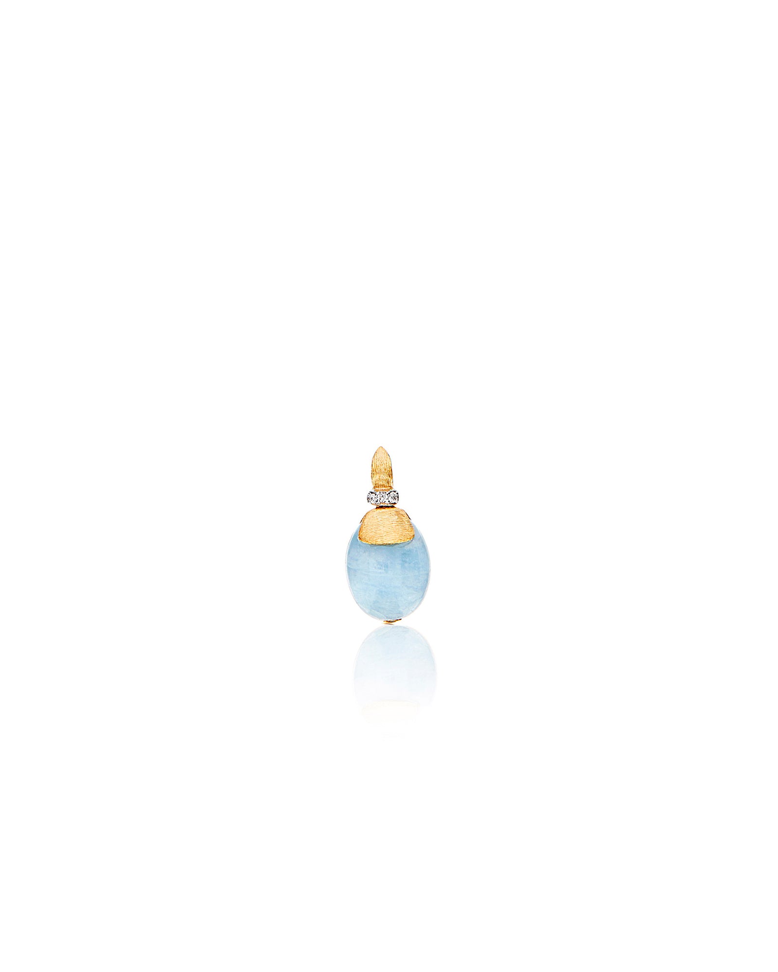 "Azure" Gold, Diamonds and Milky Aquamarine Pendant (SMALL)