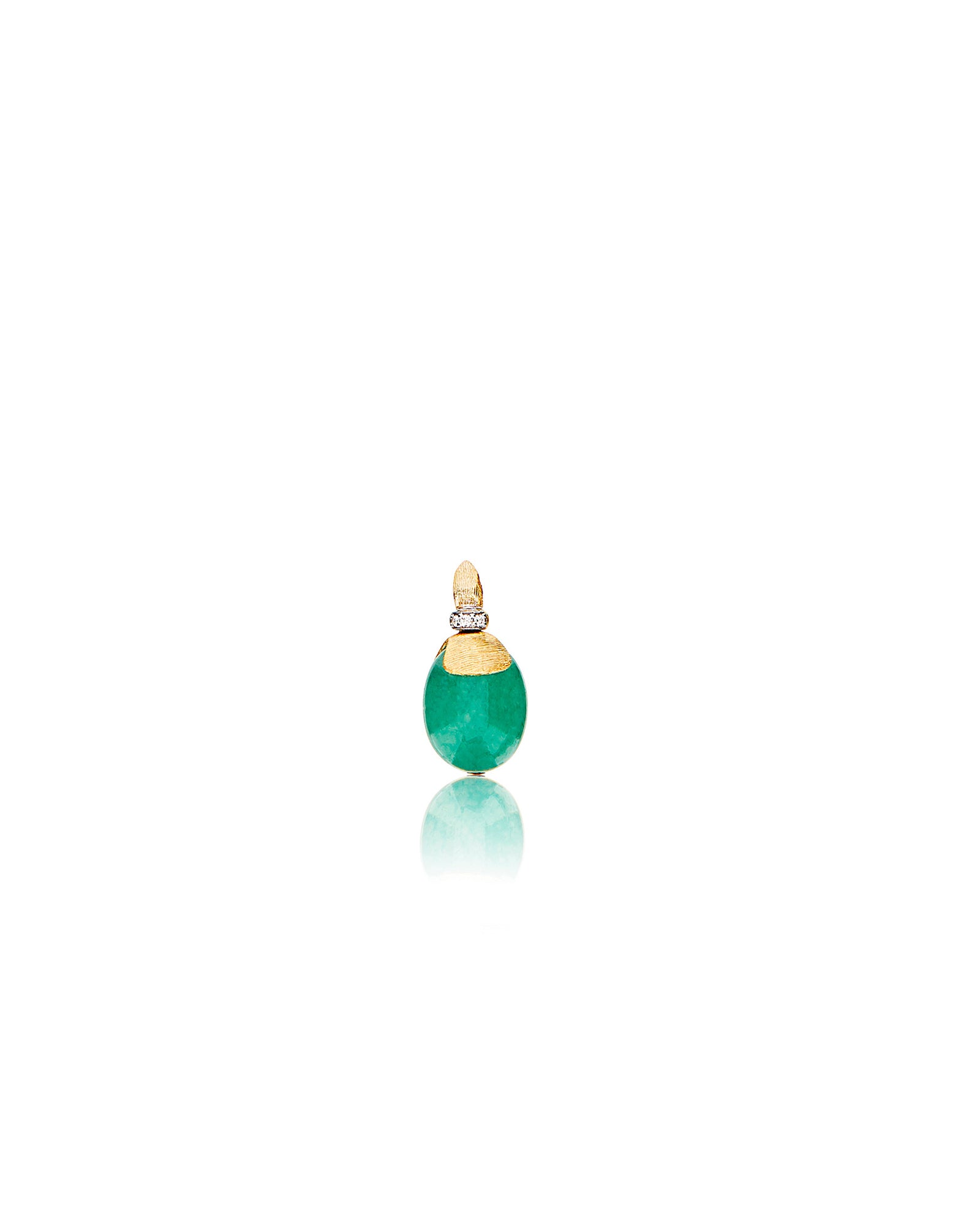 "Amazonia" Gold, Diamonds and Green Aventurine Pendant (SMALL)