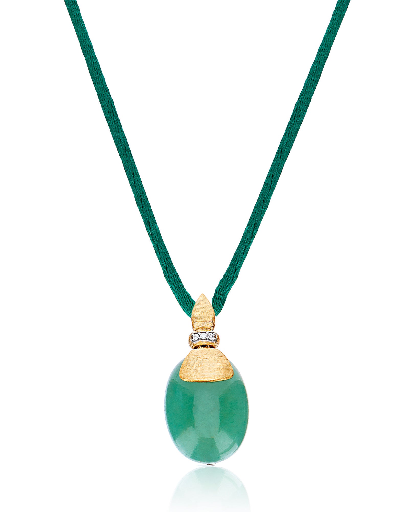Amazonia "Amulets" Gold, Diamonds and Green Aventurine Pendant (LARGE)
