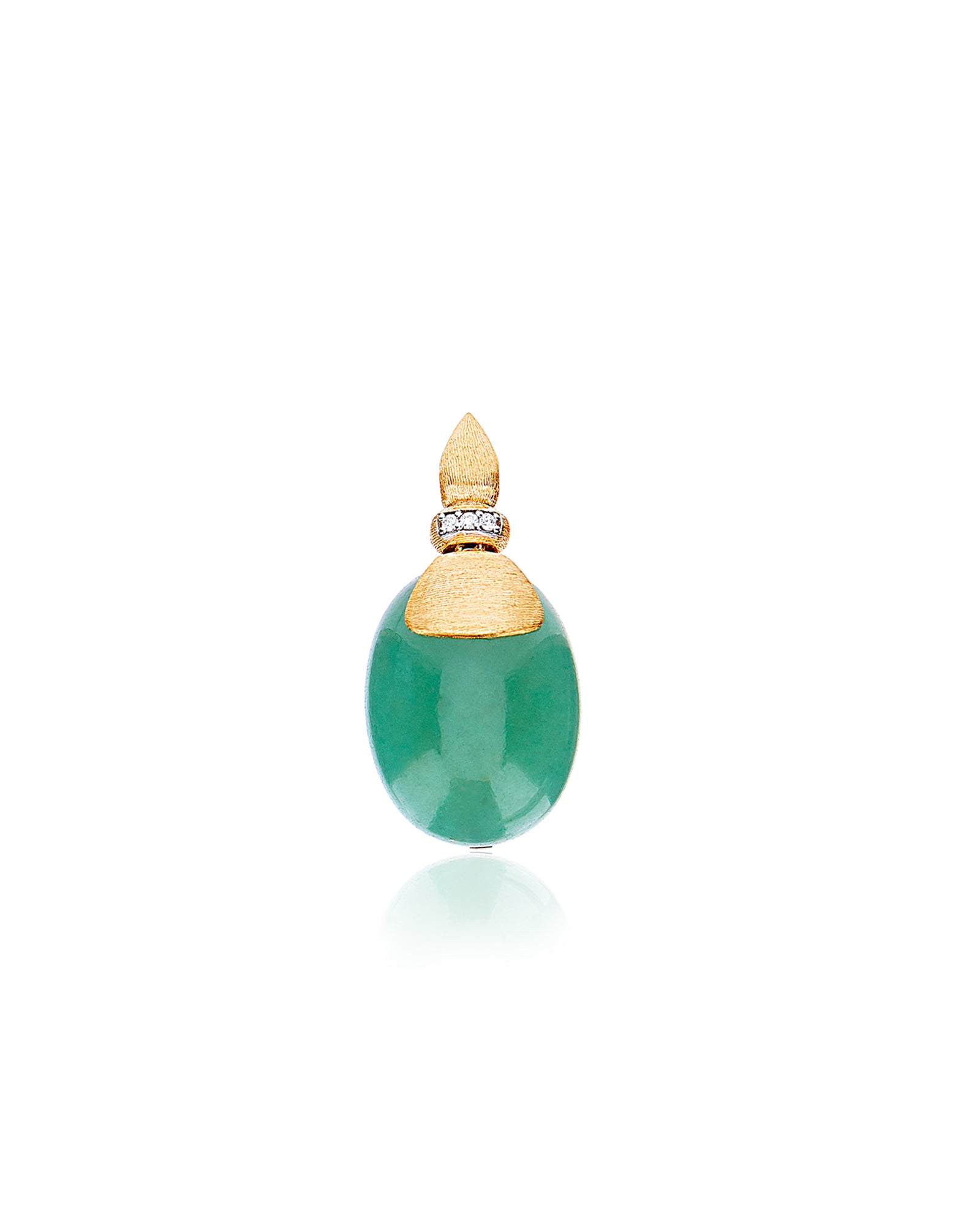 "Amazonia" Gold, Diamonds and Green Aventurine Pendant (LARGE)