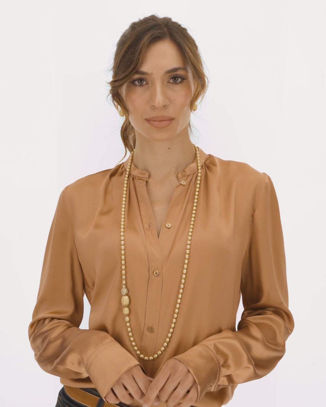 "Ivy" Hand-Engraved Gold Boules and Diamonds Convertible Statement Necklace (LARGE)