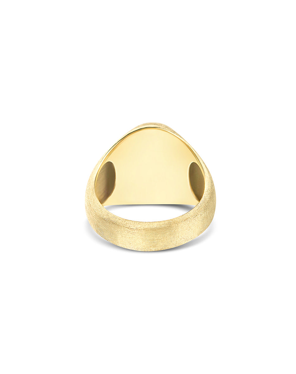 Lattementa “Muse” signet ring in engraved gold, jadeite and rock crystal (small)
