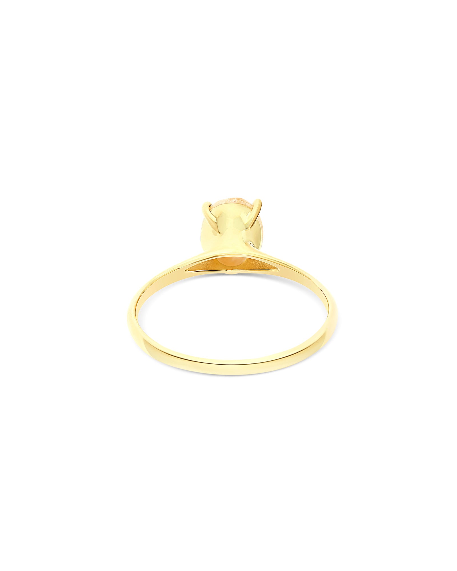 "Ipanema Duna" ring in polished gold, with doublet in rutilated quartz and mother-of-pearl (small)