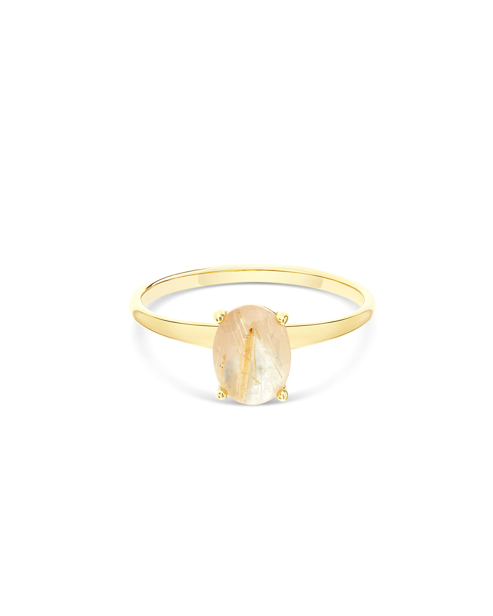"Ipanema Duna" ring in polished gold, with doublet in rutilated quartz and mother-of-pearl (small)