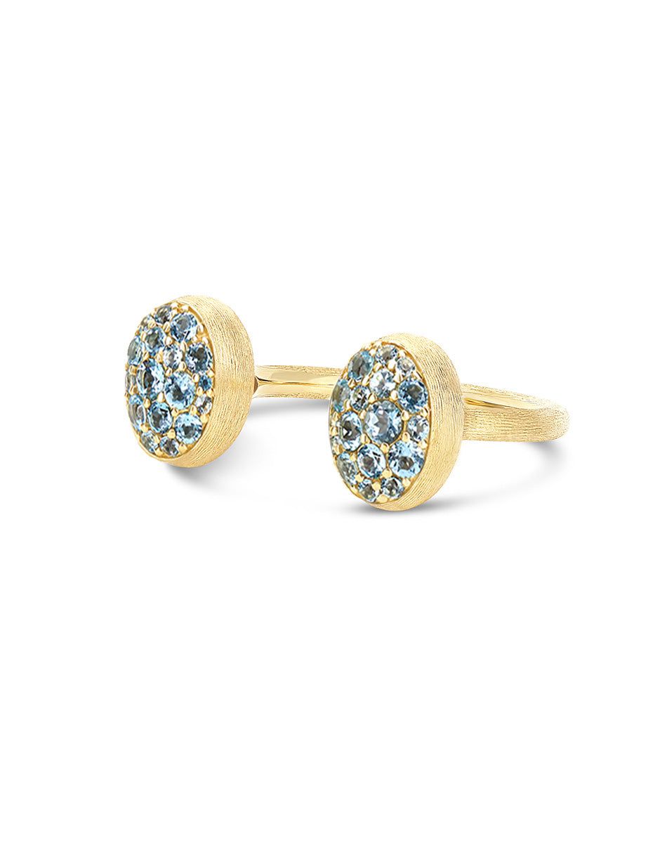 Anice Boules Bubble ring (small), in engraved gold and Swiss blue topaz topaz