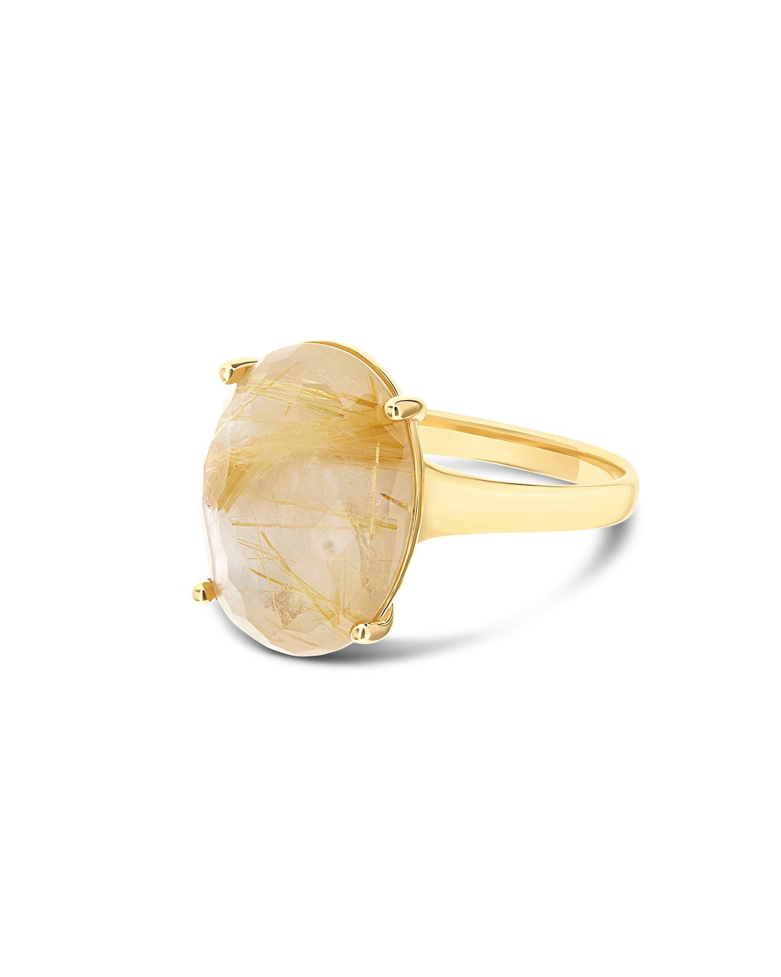 Ipanema Duna ring (big), in gold, rutilated quartz and mother-of-pearl