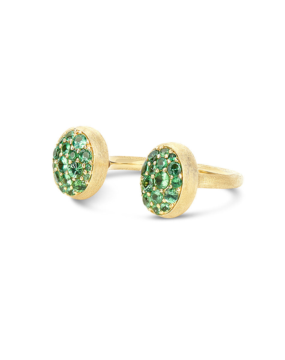 Lattementa Boules Bubble ring (small), in engraved gold and tsavorite pavé