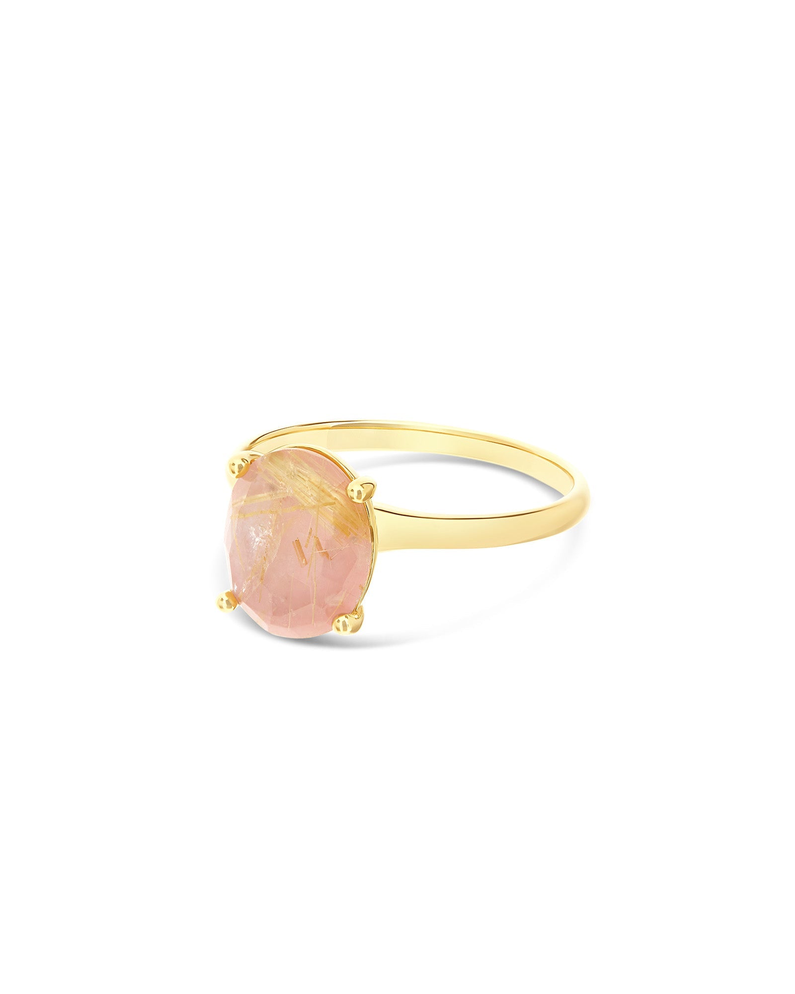 Ipanema Sol ring (medium), in gold, rutilated quartz, mother-of-pearl and pink jade