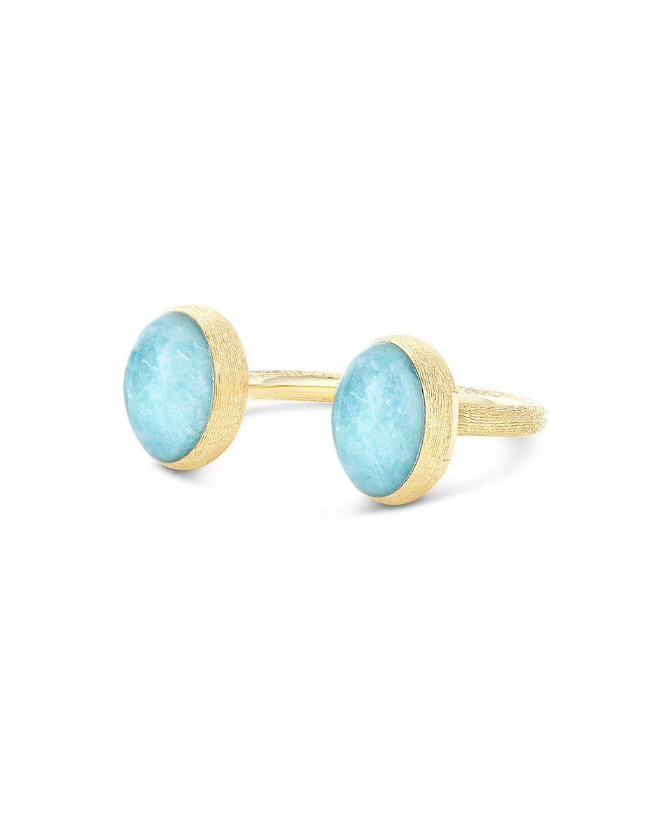 Anice Boules Bubble ring (small), in engraved gold, amazonite and Rock crystal