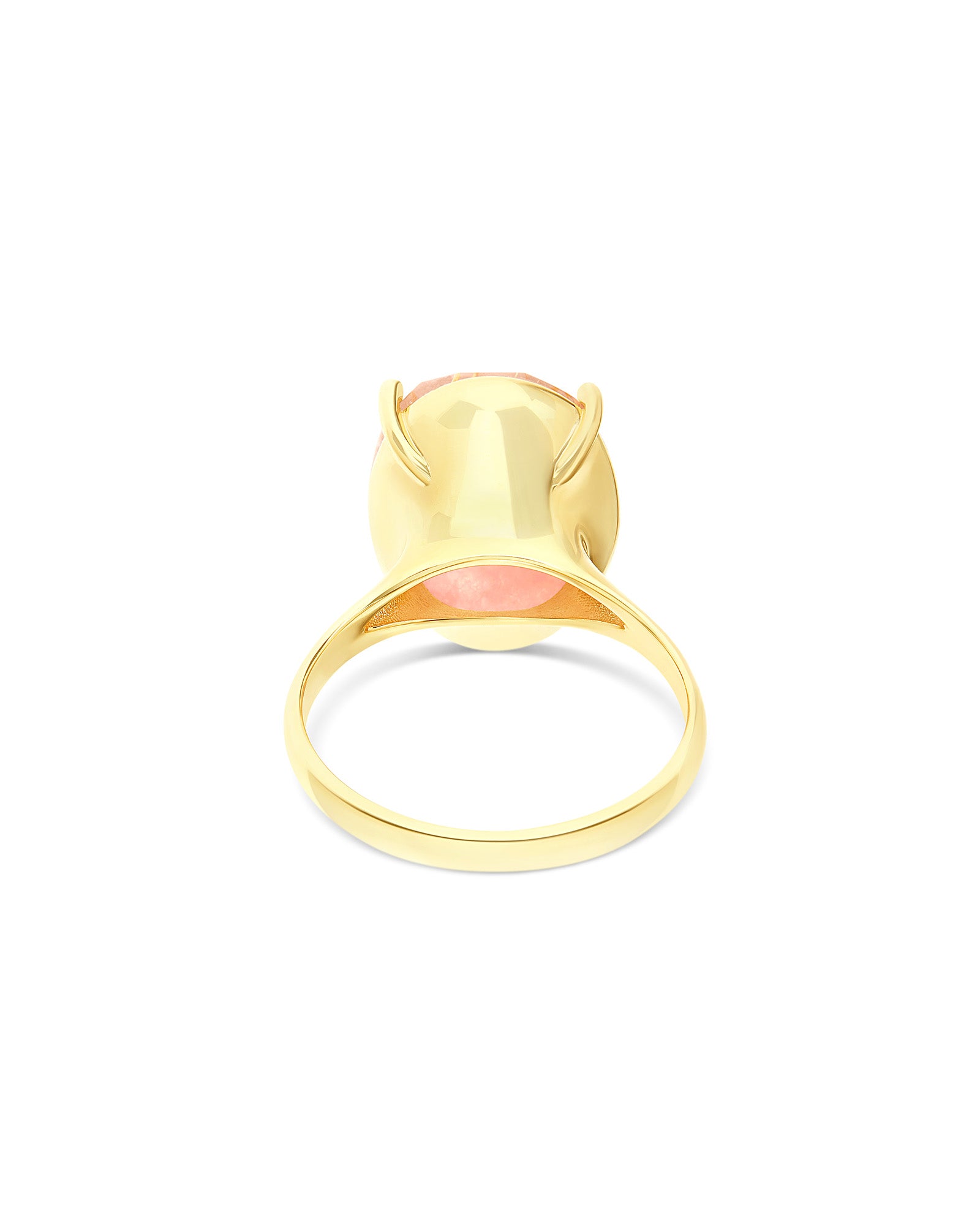 "Ipanema Sol" ring in polished gold, with triplet of rutilated quartz, mother-of-pearl and pink jade (large)