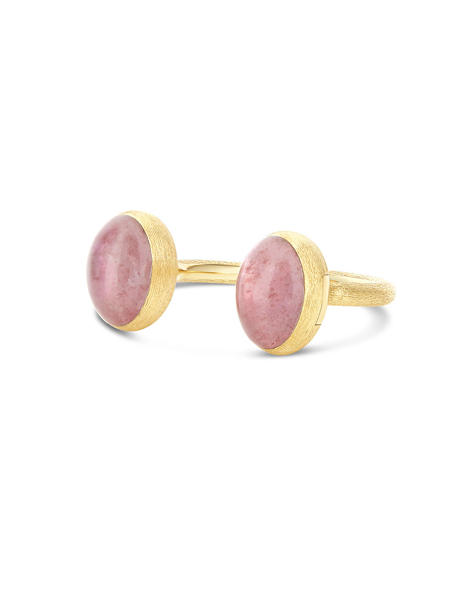 Rosolio Boules Bubble ring (small), in engraved gold, mother-of-pearl and Rock crystal