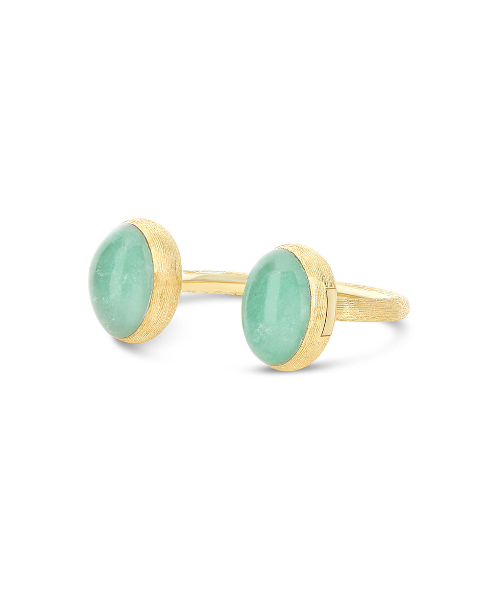 Lattementa Boules Bubble ring (small), in engraved gold, jadeite and Rock crystal