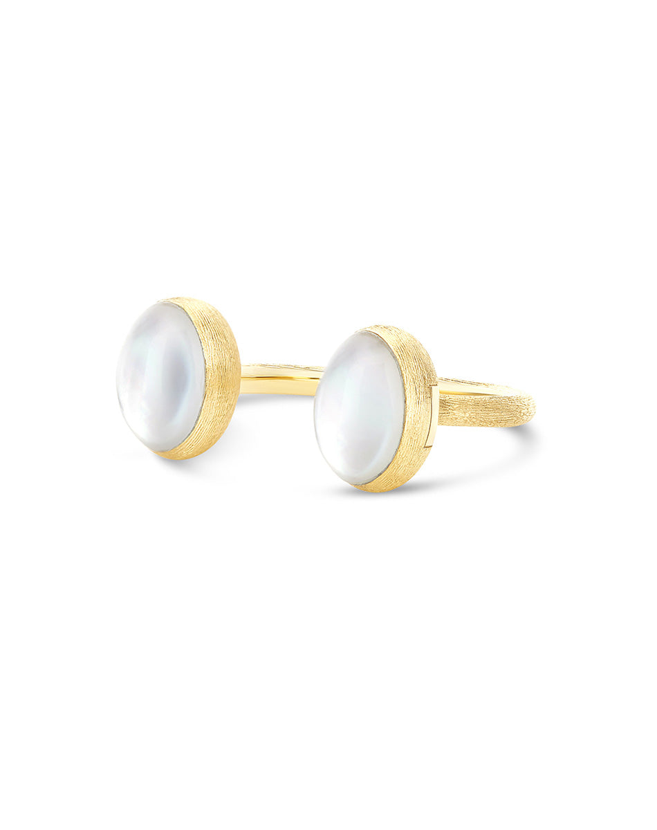 Dolcevita Boules Bubble ring (small), in engraved gold, mother-of-pearl and Rock crystal
