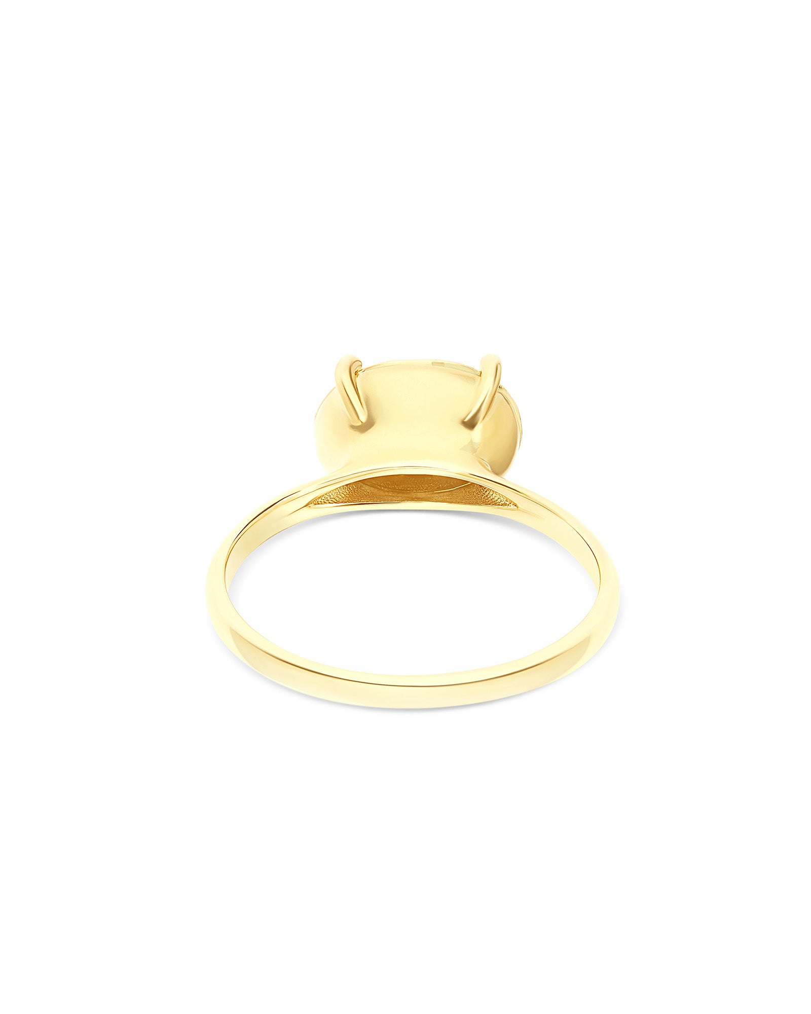 "Ipanema Duna" ring in polished gold, with doublet in rutilated quartz and mother-of-pearl (medium)