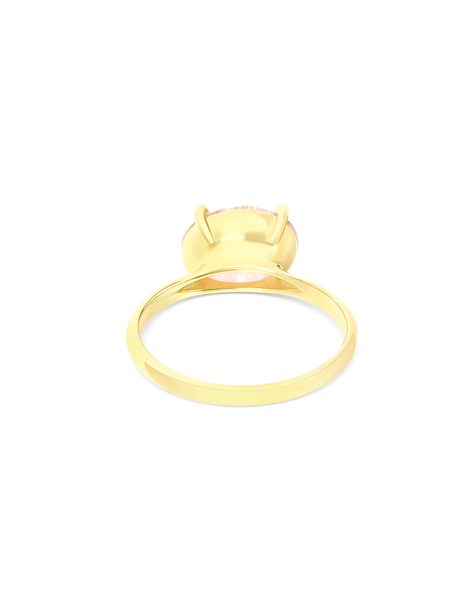 "Ipanema Sol" ring in polished gold, with doublet in rutilated quartz, mother-of-pearl and pink jade (medium)