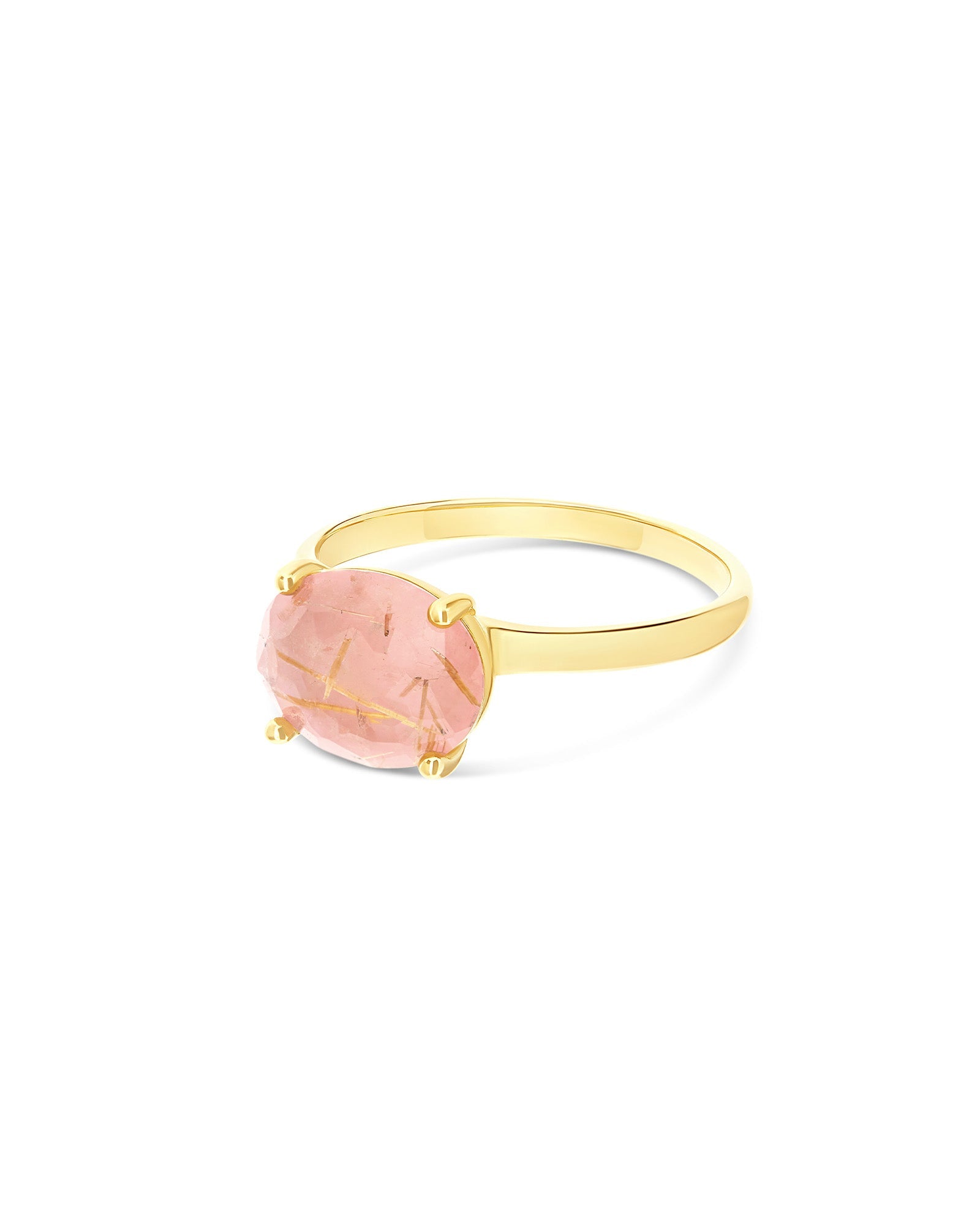 Ipanema Sol ring (medium), in gold, rutilated quartz, mother-of-pearl and pink jade