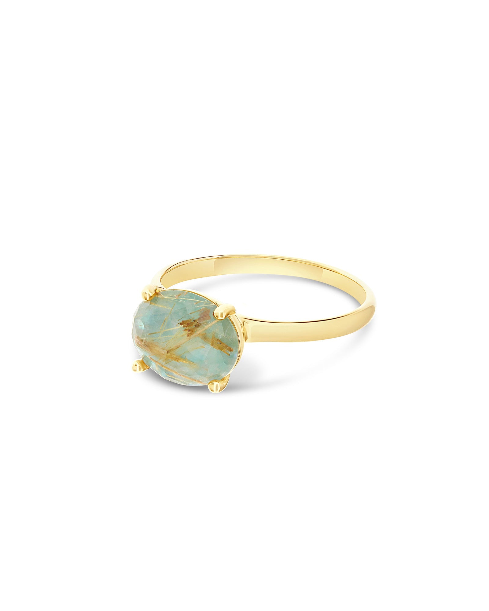 Ipanema Maré ring (medium), in gold, rutilated quartz, mother-of-pearl and amazonite