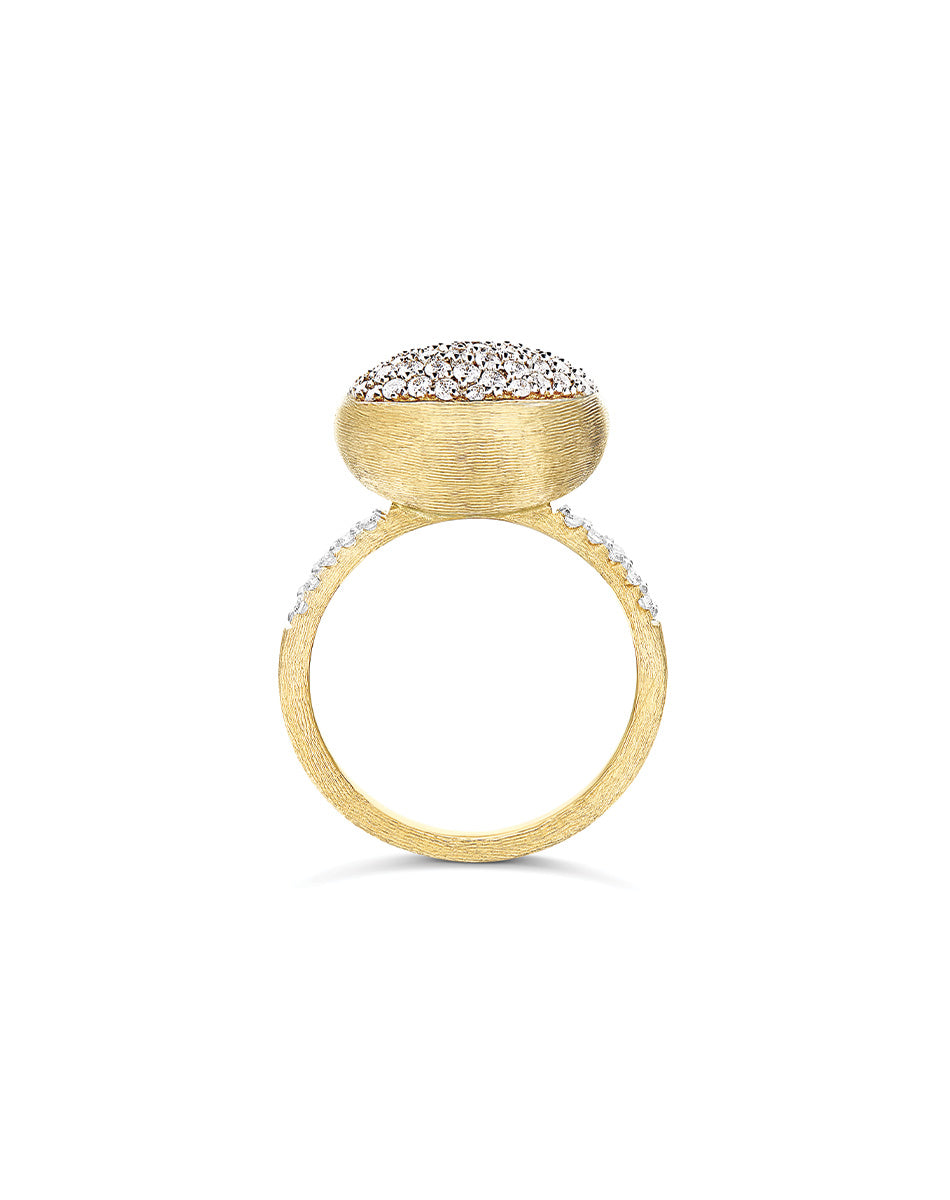 "Boules" gold and pavé diamonds ring (Medium)