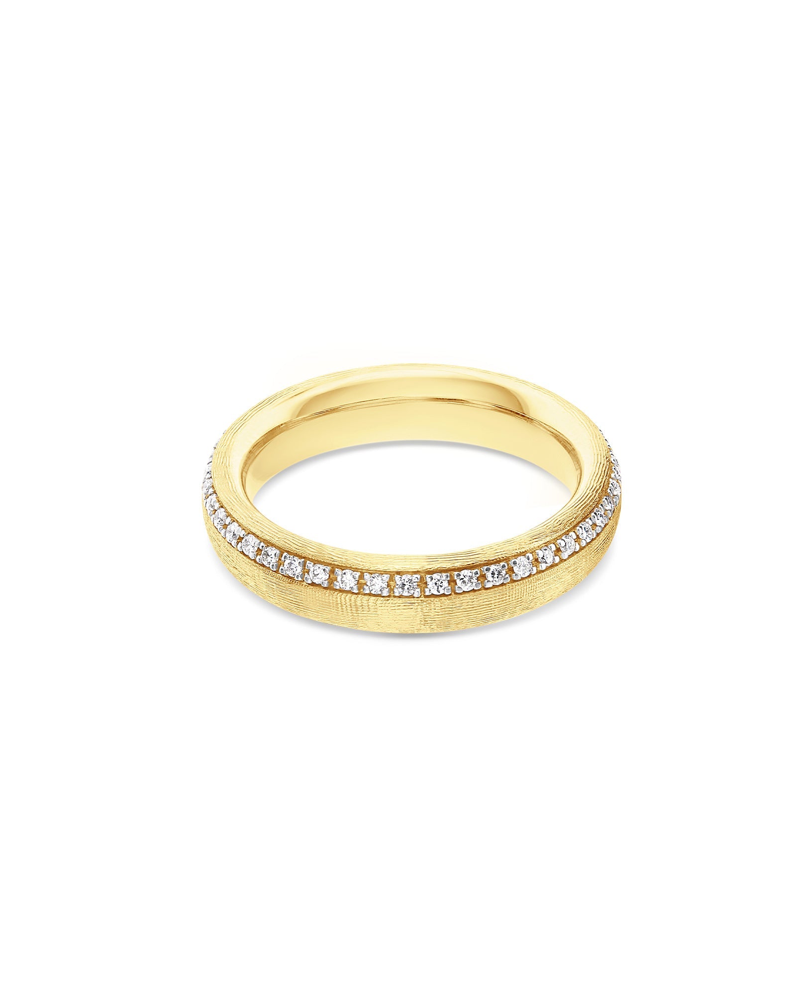 Libera Icon ring (small), band, in engraved gold and diamonds 