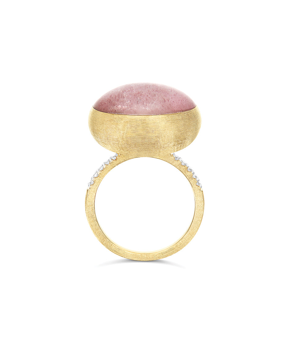 "Boules" Rosolio  gold, diamonds, rock crystal, strawberry quartz, and mother-of-pearl ring (Large)