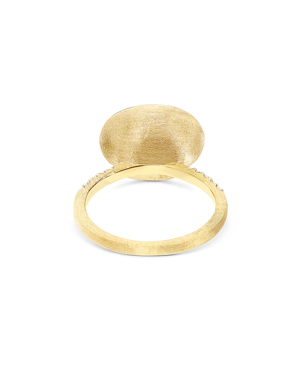 Dolcevita “Boules” ring in engraved gold, diamonds, mother-of-pearl and rock crystal (large)