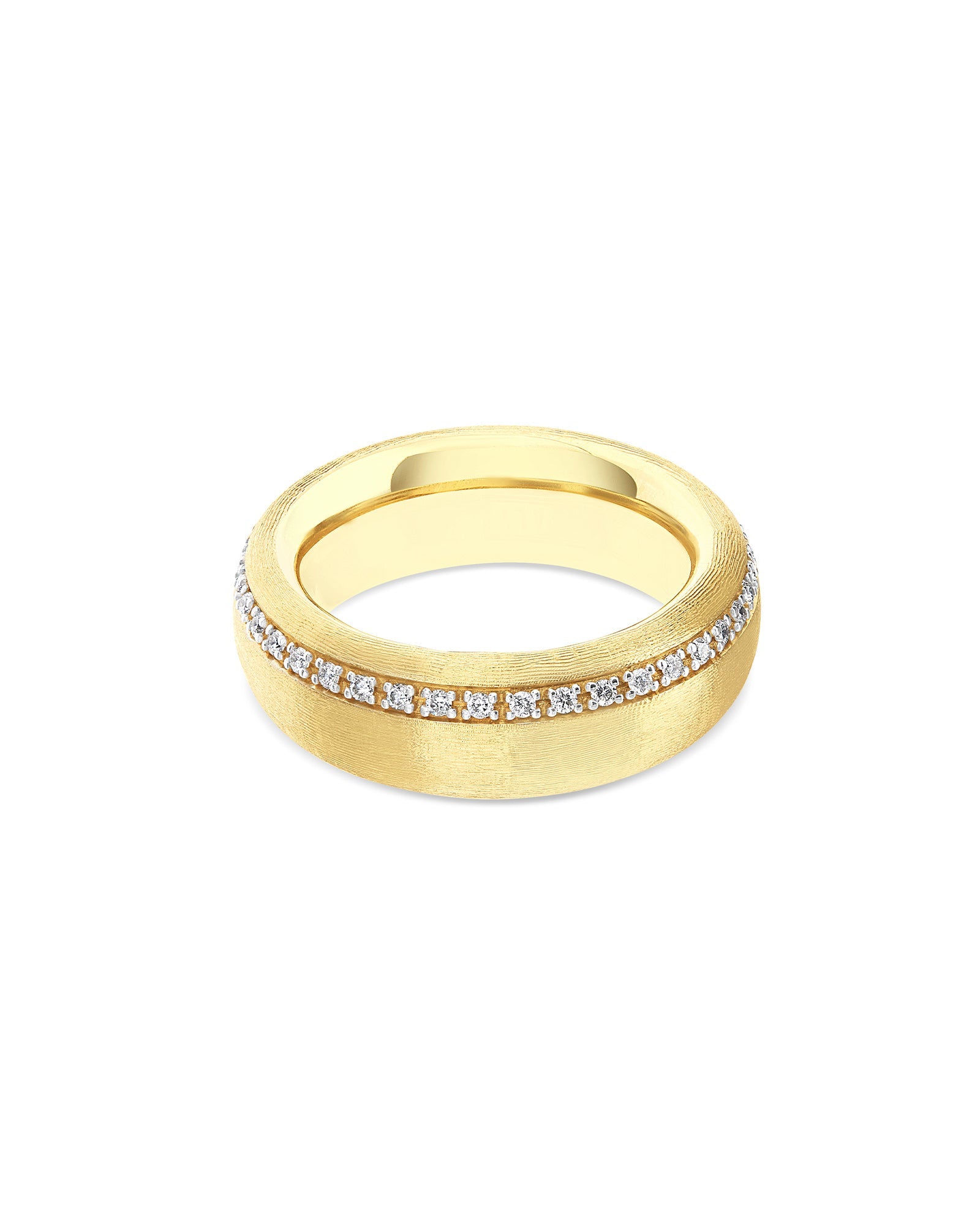Libera Icon ring (big), band, in engraved gold and diamonds 