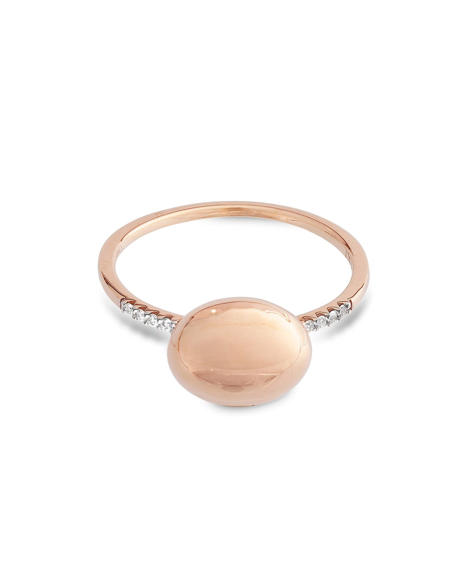 Ring Boules (small), in rose gold and diamonds