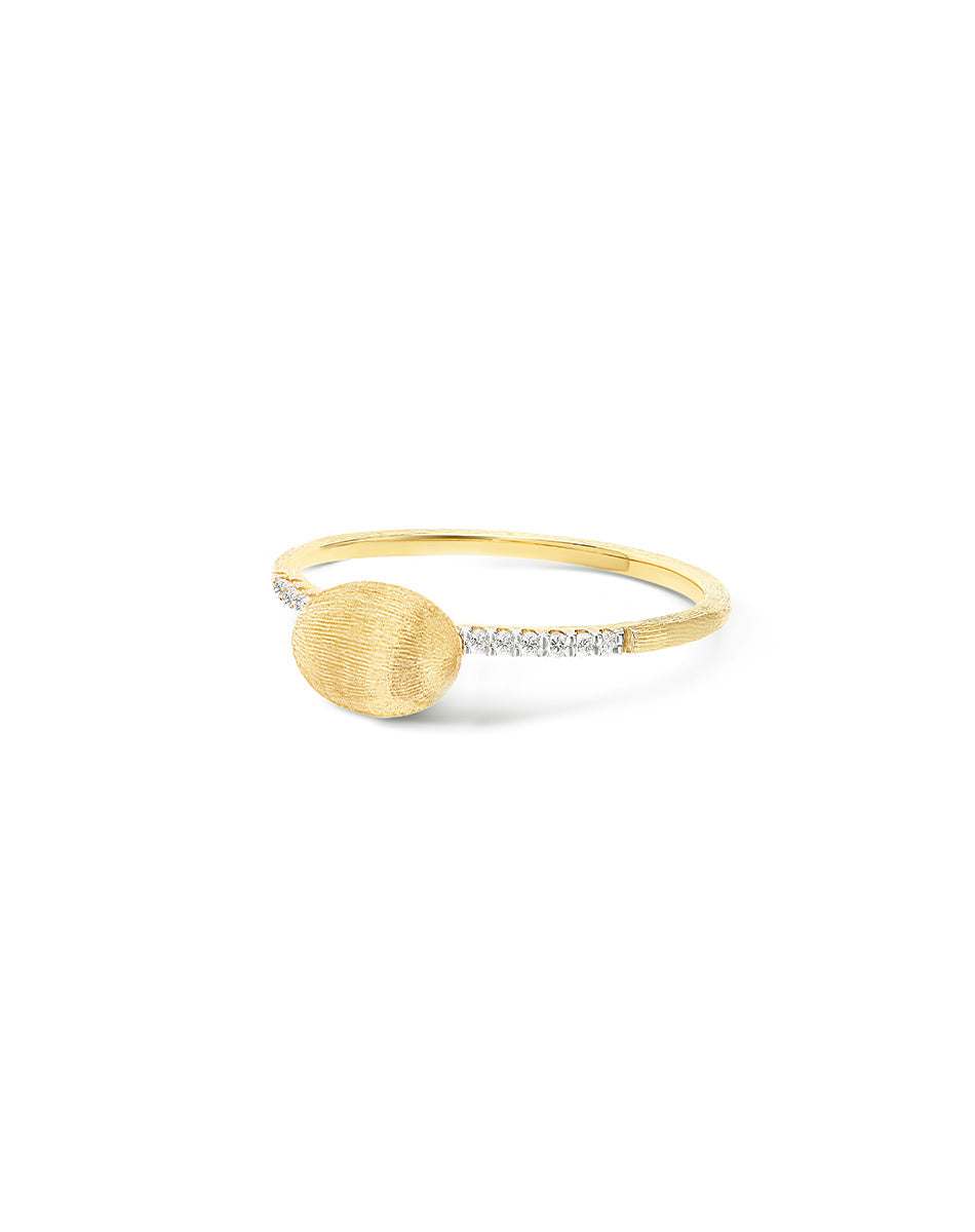 Boules ring (baby), in engraved gold and diamonds