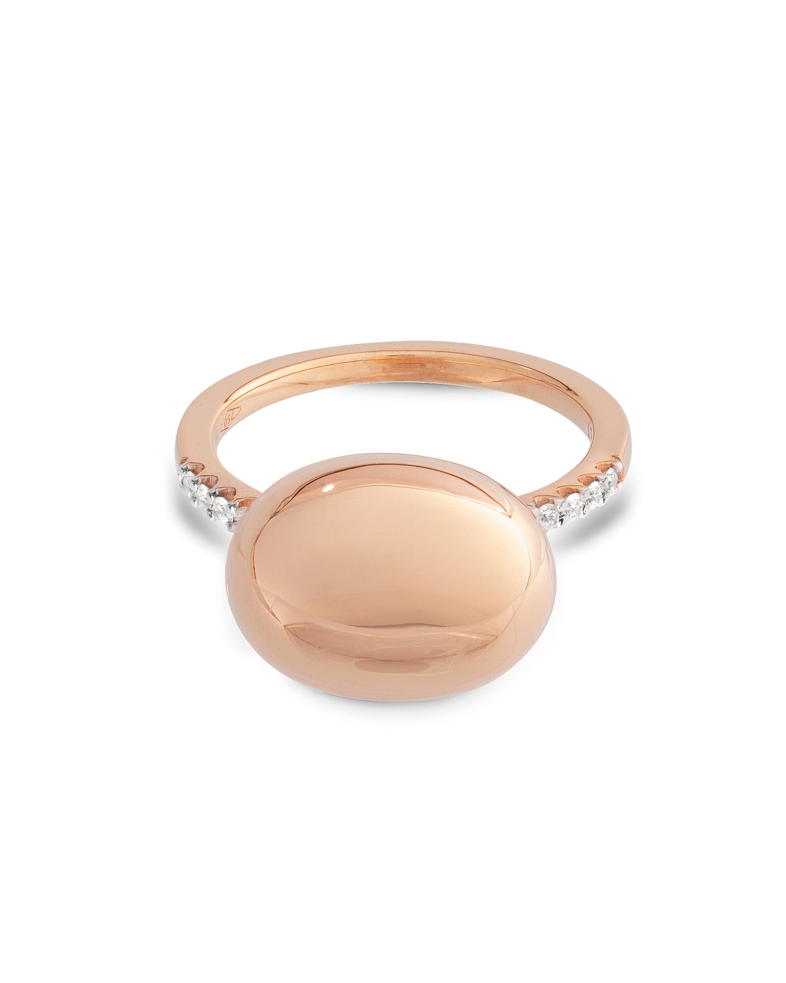 Ring Boules (medium), in rose gold and diamonds