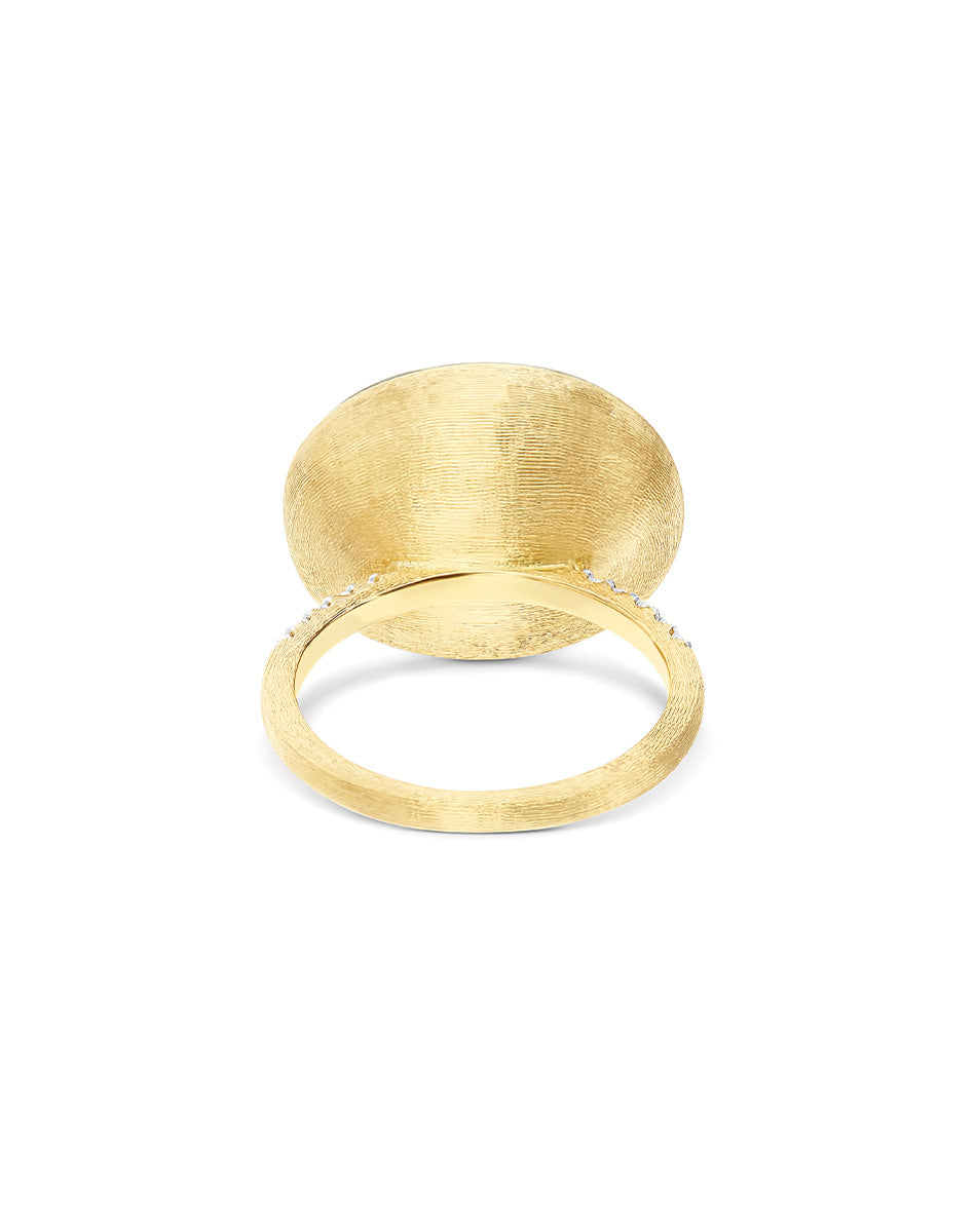 "Boules" hand-engraved gold and diamonds ring (Large)