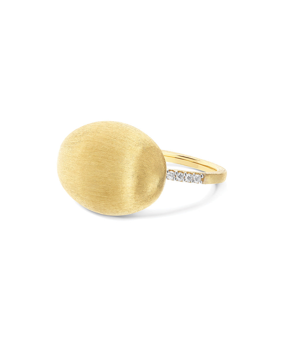 Boules ring (big), in engraved gold and diamonds