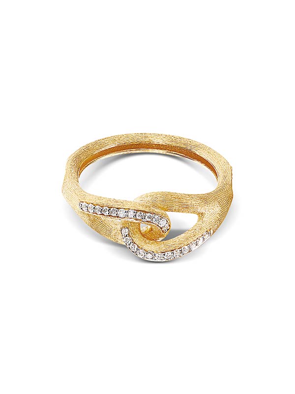 Libera ring, in engraved gold and diamonds 