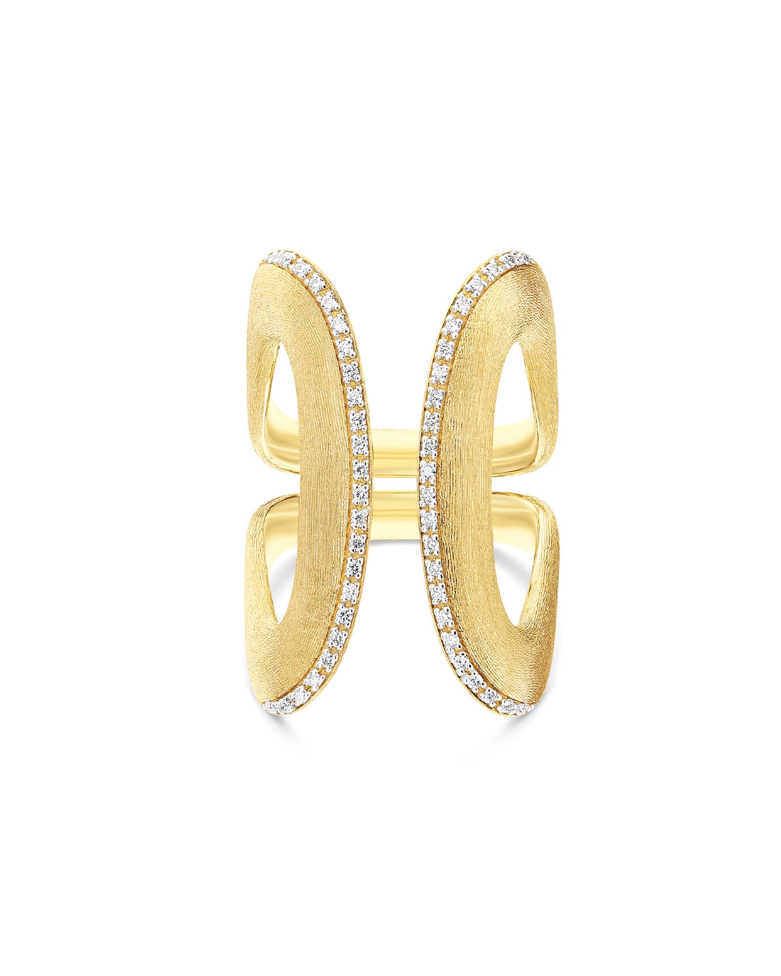 Libera Icon ring (big), in engraved gold and diamonds 