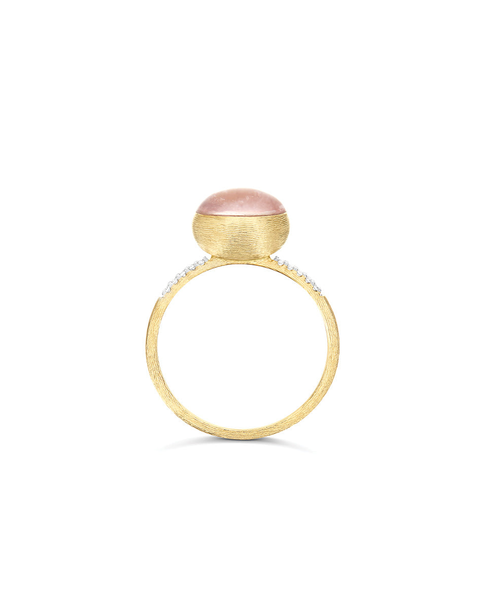 "Boules" Rosolio  gold, diamonds, rock crystal, strawberry quartz, and mother-of-pearl ring (Small)