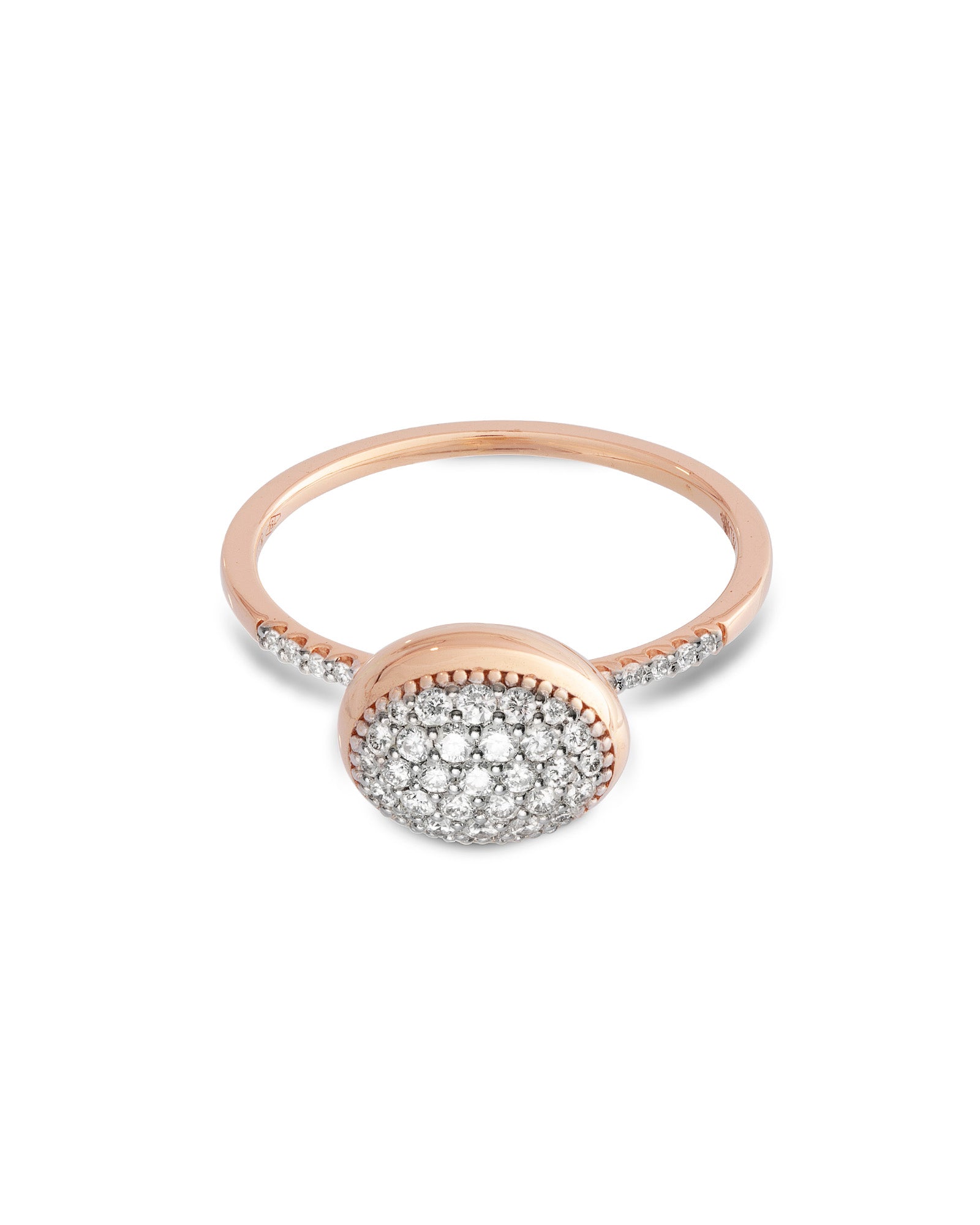 Ring Boules (small), in rose gold e diamond pavé