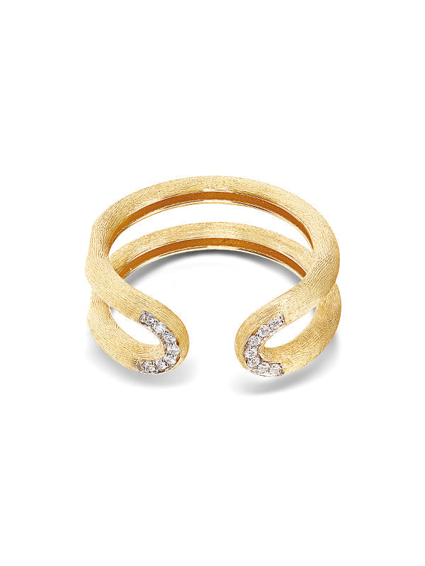 Libera ring, in engraved gold and diamonds 