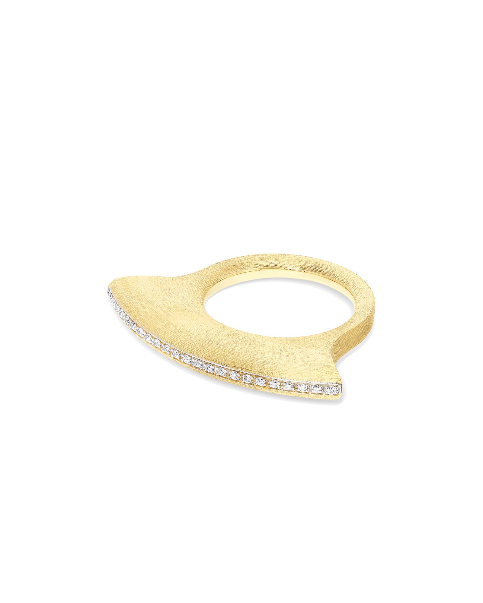 Libera Icon ring, geometric, in engraved gold and diamonds