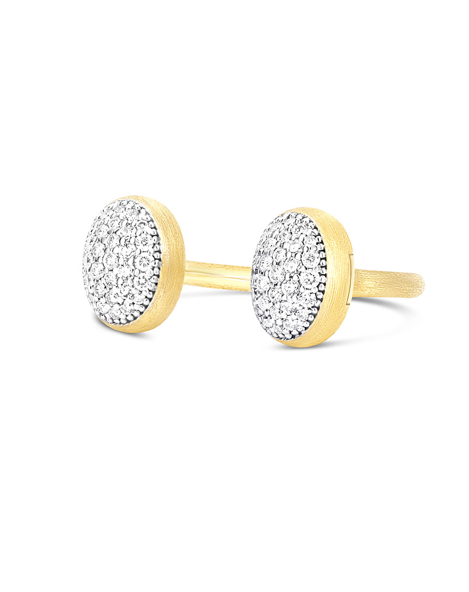 Bubble ring (small), in engraved gold and diamond pavé