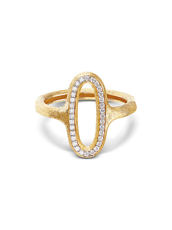 Libera ring (small), in engraved gold and diamonds 