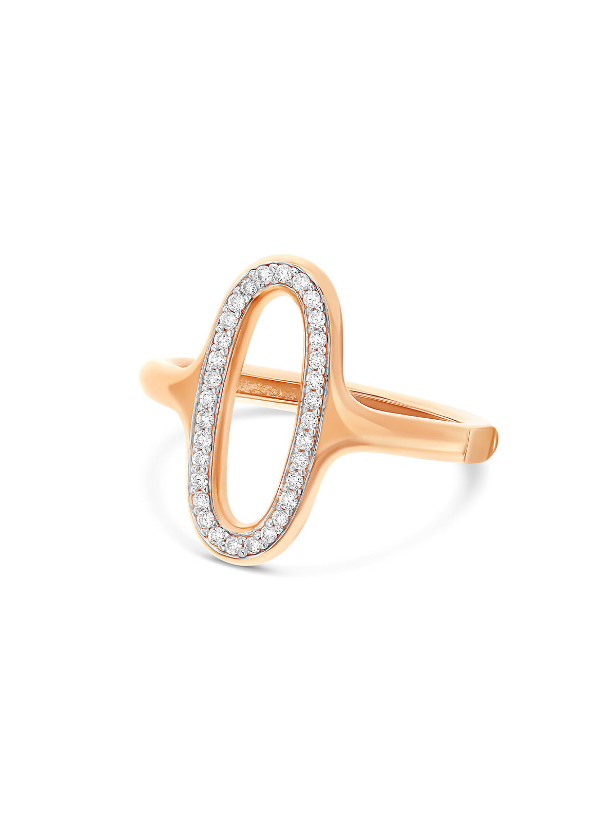 "Libera" rose gold and diamonds oval signet ring