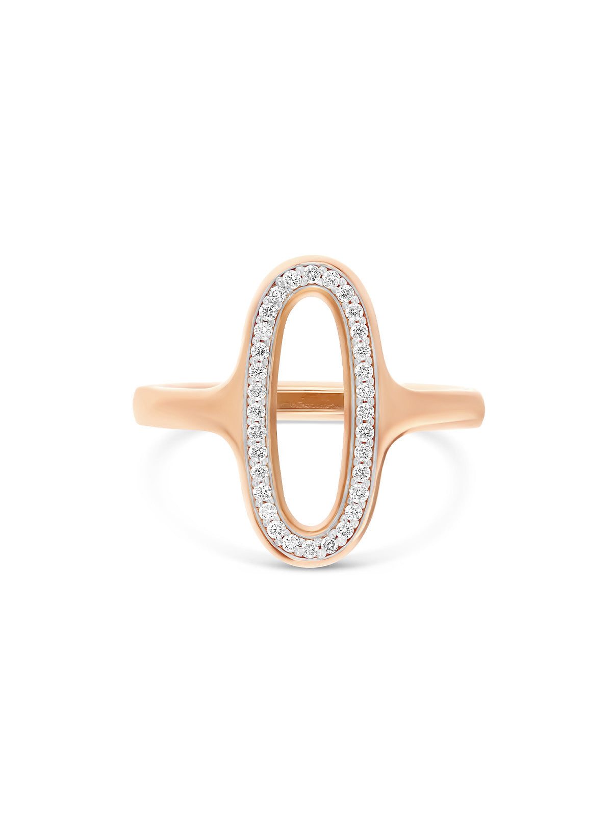 "Libera" rose gold and diamonds oval signet ring