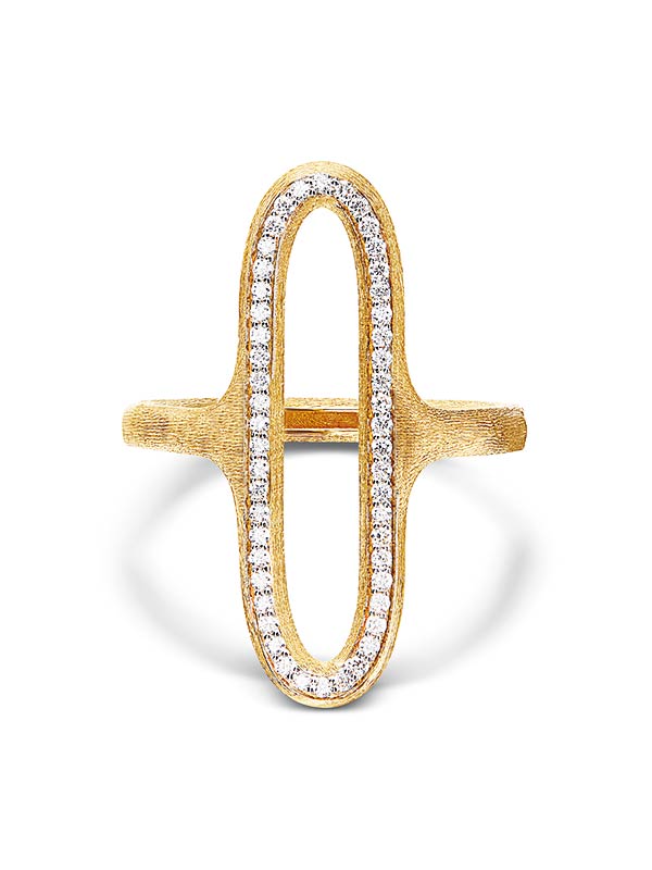 Libera ring (big), in engraved gold and diamonds 