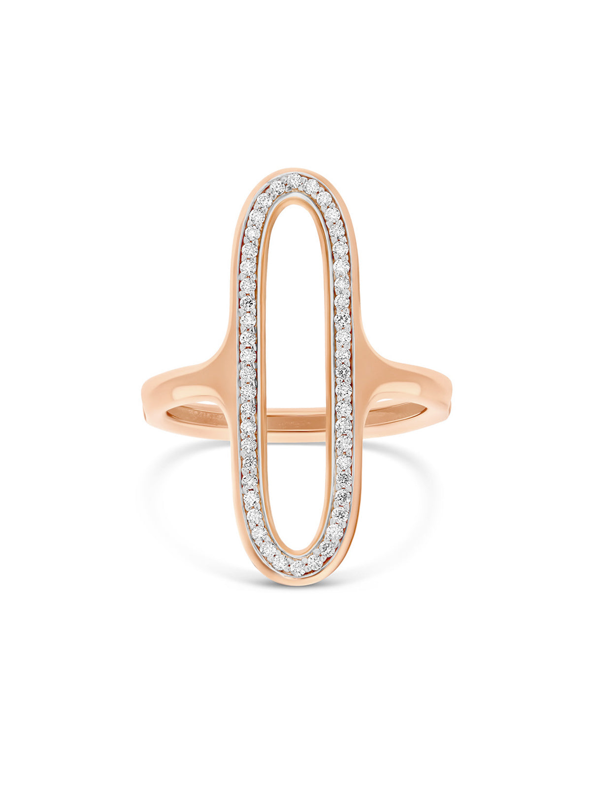 "Libera" rose gold and diamonds big oval signet ring