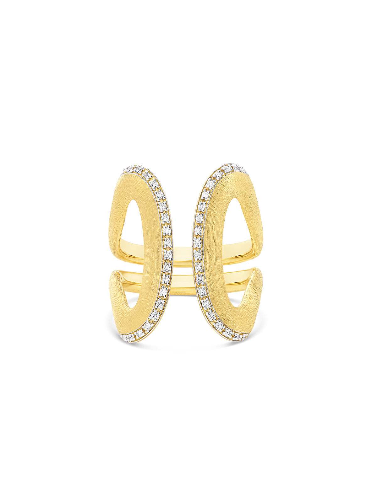 Libera Icon ring (small), in engraved gold and diamonds 