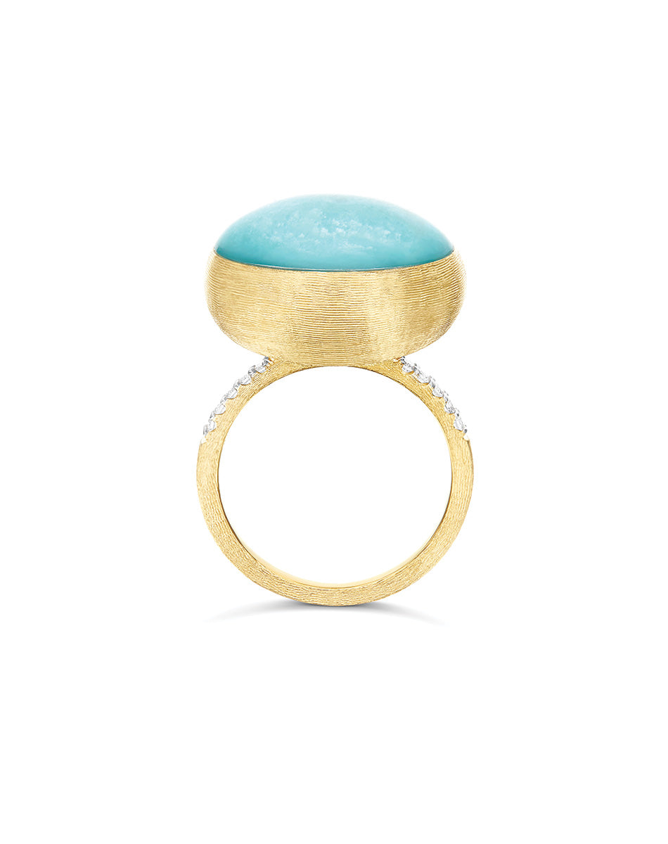 "Boules" Anice gold, diamonds, rock crystal, and amazonite ring (Large)