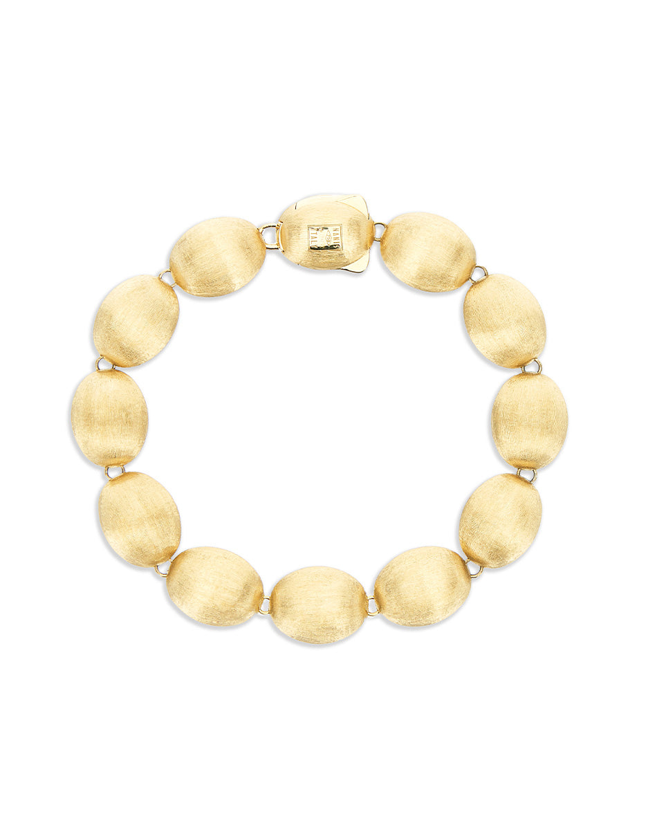 “Muse” Dolcevita beaded bracelet in engraved gold, mother-of-pearl and rock crystal, double-faced (medium)
