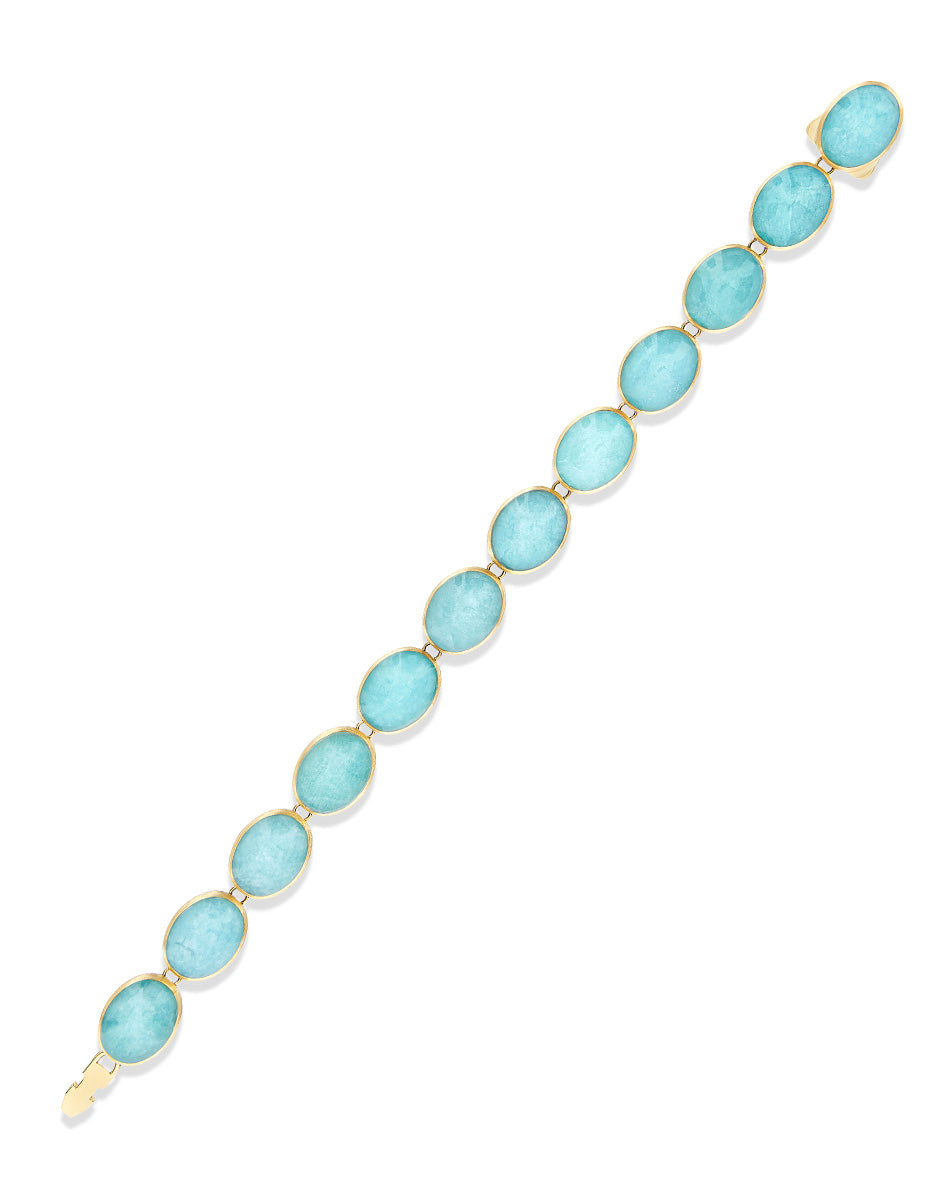 “Muse” Dolcevita beaded bracelet in engraved gold, mother-of-pearl and rock crystal, double-faced (medium)