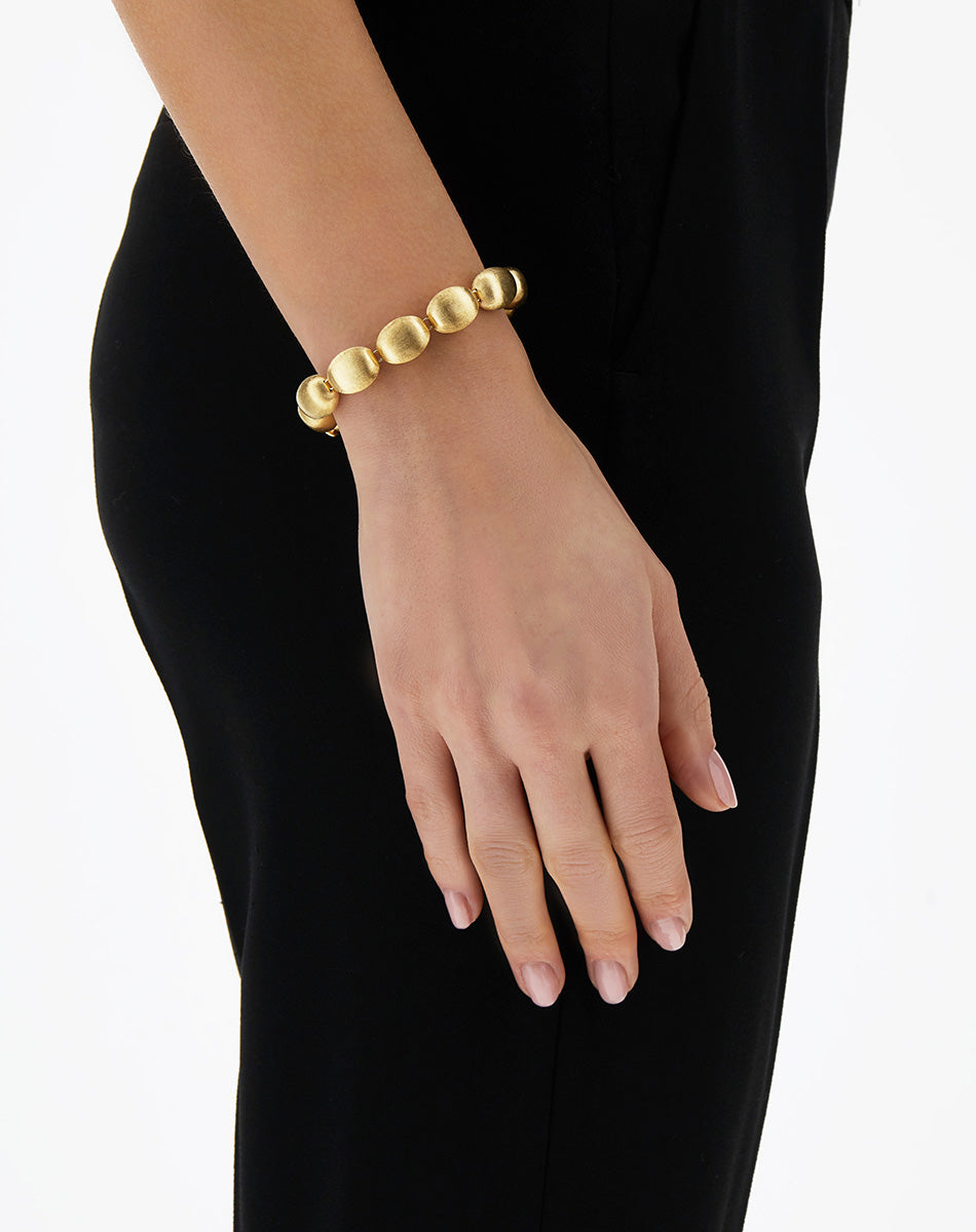 Lattementa “Muse” double-sided beaded bracelet in engraved gold, jadeite and rock crystal (medium)