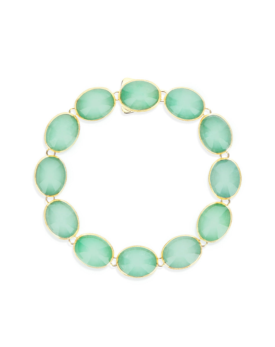 Lattementa Boules Muse bracelet (small), double-faced, in engraved gold, jadeite and Rock crystal
