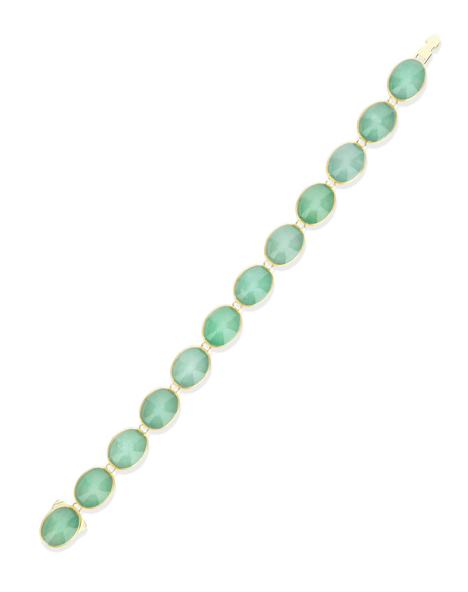 Lattementa “Muse” double-sided beaded bracelet in engraved gold, jadeite and rock crystal (small)